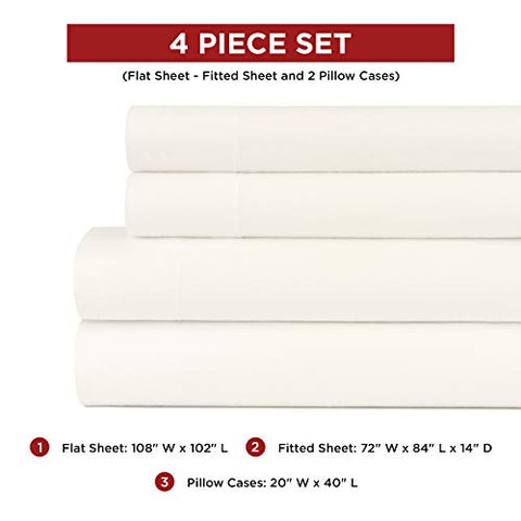 Briarwood Home Brushed Flannel Sheet Set - Turkish Cotton Flannel Bedding Set Perfect For A Cold Night, Durable Warm, Deep Pocket & Breathable Flannel Sheets & Pillow Set (Full, Ivory)