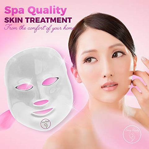 LED Light Therapy Mask - 7 Color Red Light Facial Skin Care Treatment For Home Use - Korean Rejuvenation Mask for Anti Aging, Wrinkles, Whitening and Tightening