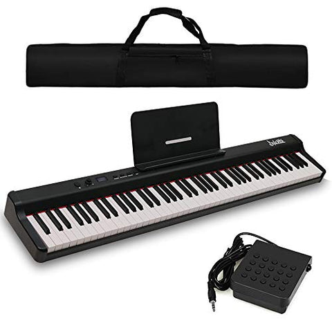 Dulcette DX-10 88-Key Portable Piano Keyboard | Dual 25W Speakers | Semi-Weighted Keys | Sustain Pedal MIDI/USB | Electric Keyboard Piano 88-Keys | FREE CARRYING BAG (88-Key, Black)
