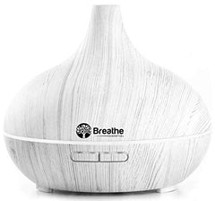 Breathe Essential Oil Diffuser | 550ml Diffusers for Essential Oils with Cleaning Kit & Measuring Cup | 16 LED Color Light Options, 4 Timer Settings, 2 Mist Outputs, Auto Power Off (Natural Oak)