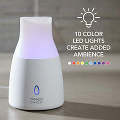 Yankee Candle Ultrasonic Essential Oil Diffuser with 10 Color Lights, for Aroma Therapy, Up to 4 Hours of Continuous Mist