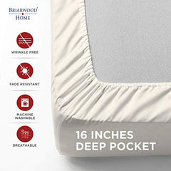 Briarwood Home Brushed Flannel Sheet Set - Turkish Cotton Flannel Bedding Set Perfect For A Cold Night, Durable Warm, Deep Pocket & Breathable Flannel Sheets & Pillow Set (Full, Ivory)