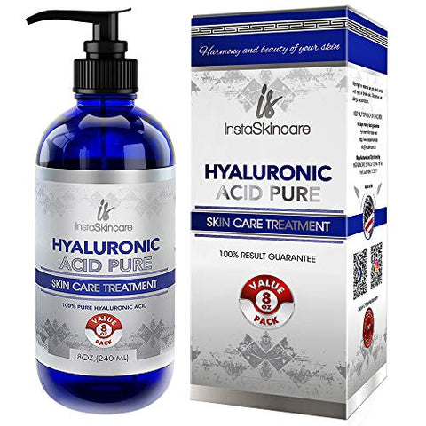 Hyaluronic Acid Serum for Face - 100% Pure Medical Quality Clinical Strength Formula - Anti aging formula, Pore Minimizer for your skin (8 oz) by InstaSkinCare