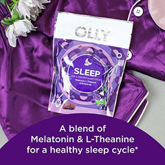 OLLY Sleep Melatonin Gummy, All Natural Flavor and Colors with L Theanine, Chamomile, and Lemon Balm, 3 mg per Serving, 25 Day Supply (50 Count)