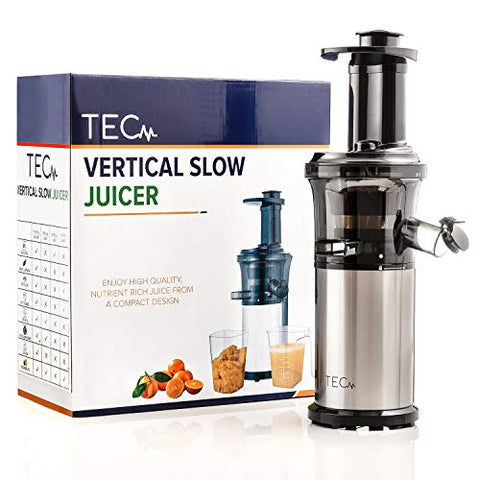 TEC Slow Masticating Juicer - Portable, Compact, Lightweight; Easy to Set Up & Clean; Plus a Powerful, Quiet 200 W Motor [Includes a 99.99% Pulp Free Strainer]