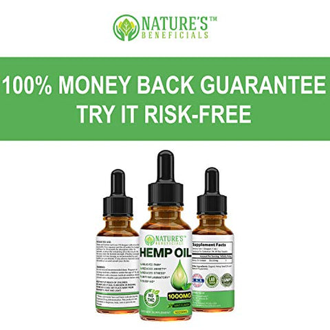 Organic Hemp Oil 1000MG - Ultra-Premium Pain Relief Anti-Inflammatory, Stress & Anxiety Relief, Joint Support, Sleep Aid, Omega Fatty Acids 3 6 9, Non-GMO Ultra-Pure CO2 Extracted Extract Drops